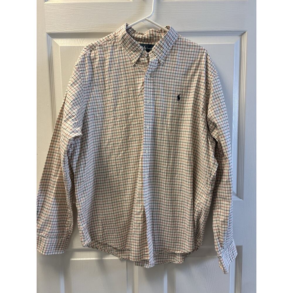 RALPH LAUREN POLO Men’s White Red Black Button Down Oxford shirt XXL